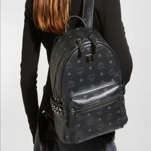 MCM Stark Visetos Small Side-Stud Backpack black